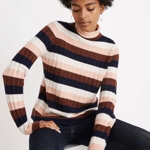 Madewell Striped Evercrest Turtleneck Sweater in Coziest Yarn Size S